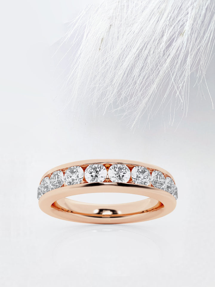 Round FG-VS2 Lab Grown Channel Set Half Eternity Wedding Band