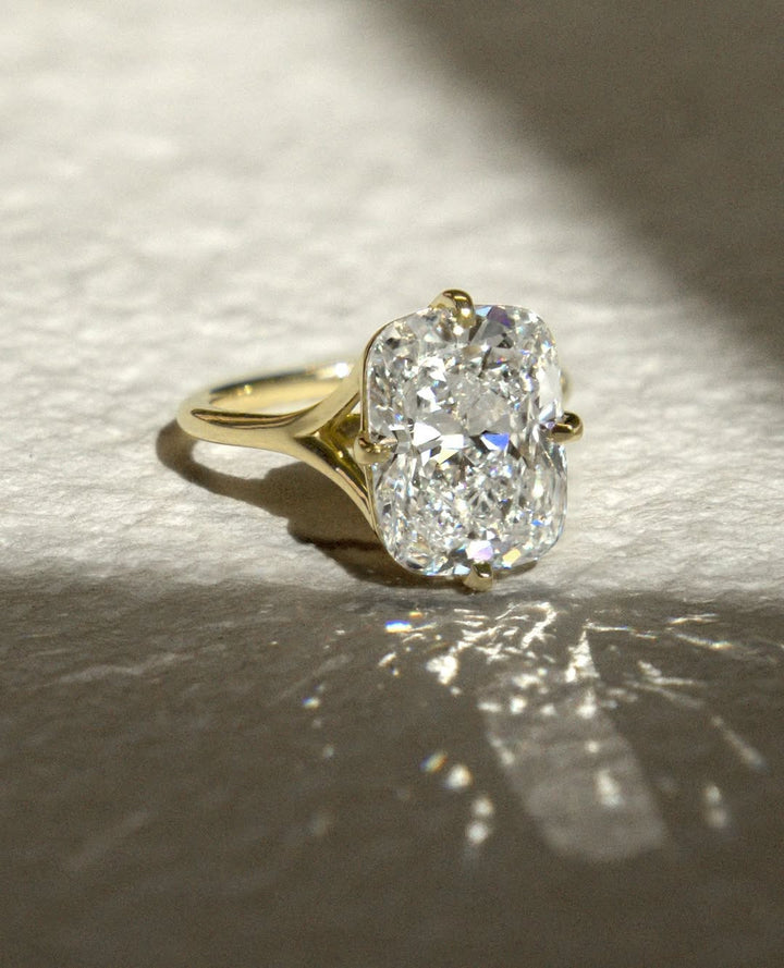 4.0 -6.0 CT Elongated Cushion Cut Lab Grown Diamond Split Shank Engagement Ring