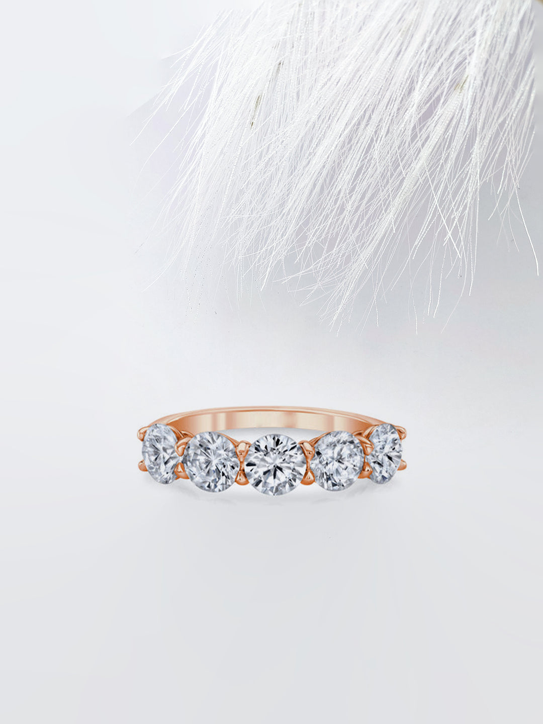Round FG-VS1 Lab Grown Diamond Five Stone Wedding Band