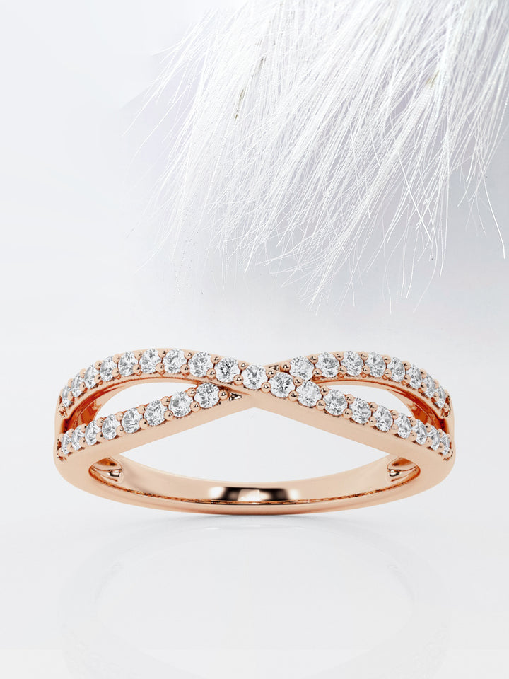 Round FG-VS2 Lab Grown Diamond Crossover Wedding Band
