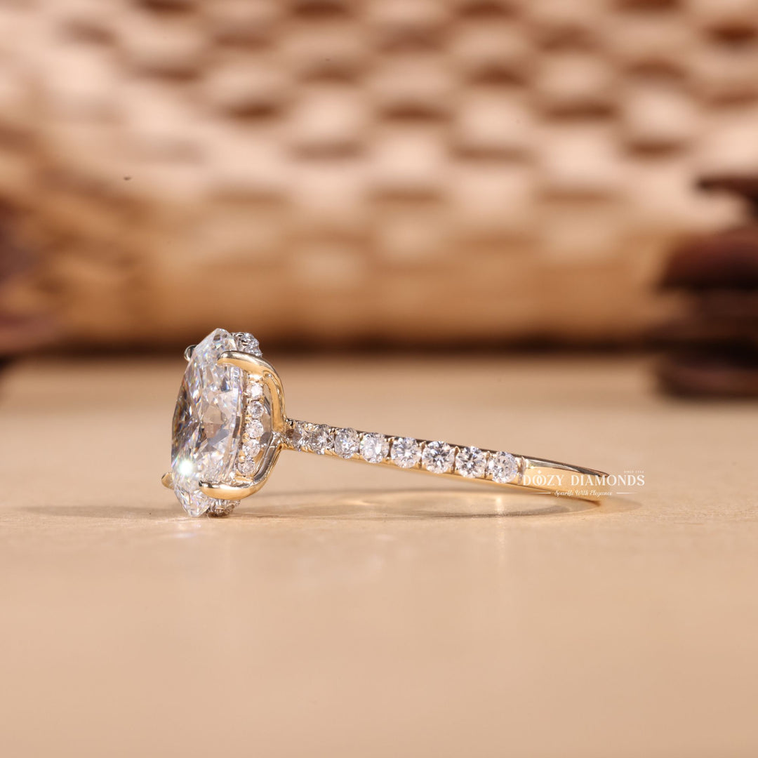 2.50CT - 3.50CT Oval Cut E/VS2 Lab Grown Hidden Halo Diamond Engagement Ring - Doozy Diamonds