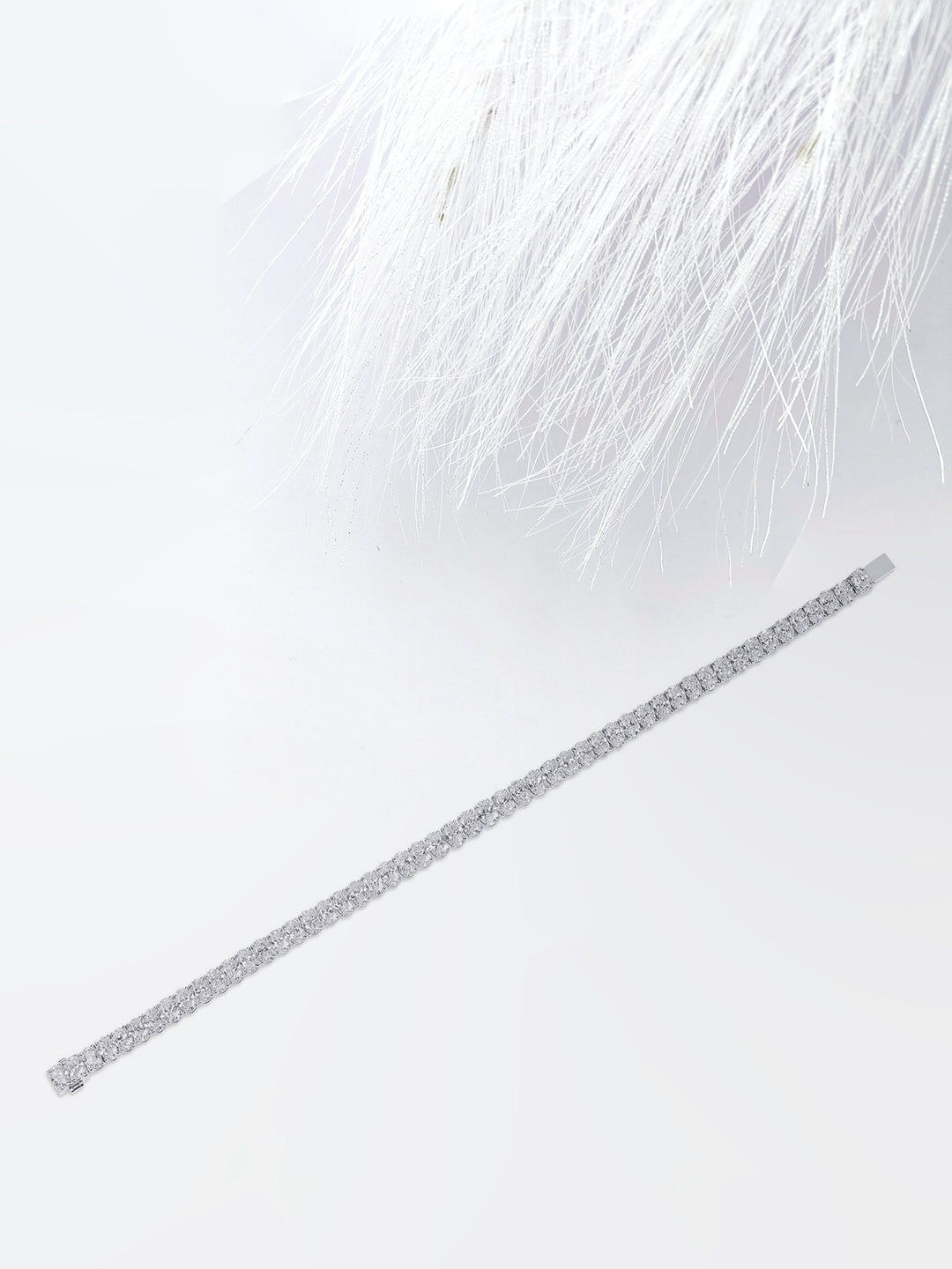 Oval cut Moissanite Diamond Tennis Bracelet In White Gold
