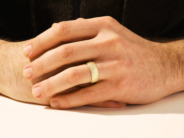 8mm Domed Stardust Men's Wedding Band