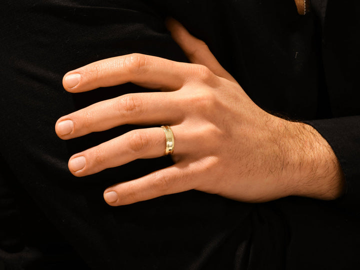 6.0mm Grooved Men's Wedding Band with Ice Matte Finish