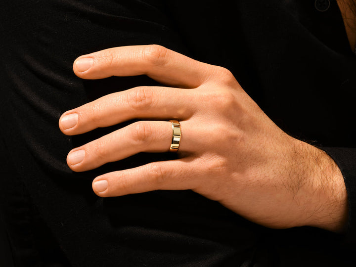 6.0mm Men's  Vertical Beveled Wedding Band