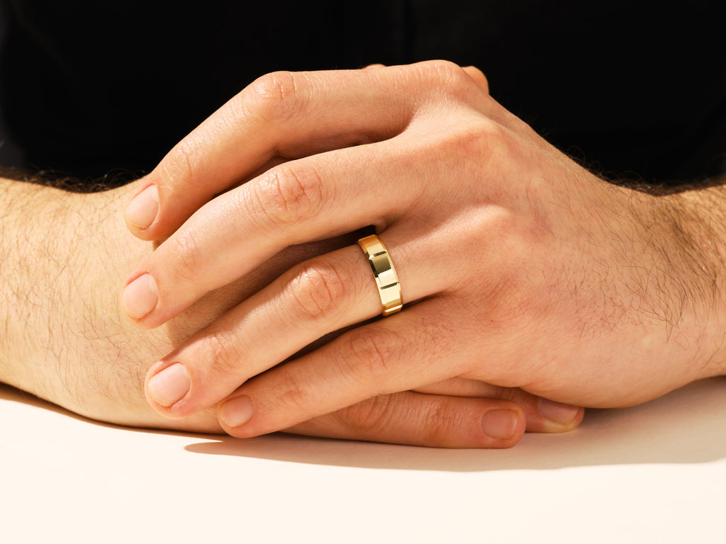 6.0mm Men's  Vertical Beveled Wedding Band