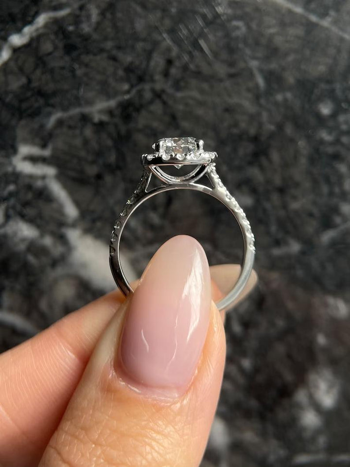  Round engraved engagement ring, Round halo diamond engagement ring, Round solitaire diamond engagement ring, Round unique diamond engagement ring, Round custom diamond engagement ring, Round affordable diamond engagement ring, 