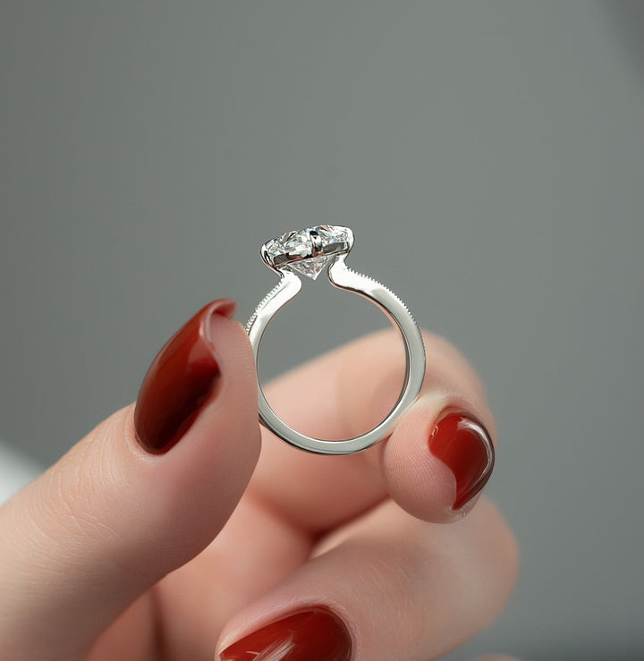 2.0-4.0 CT Oval  Lab Grown Diamond Hidden Halo Engagement Ring