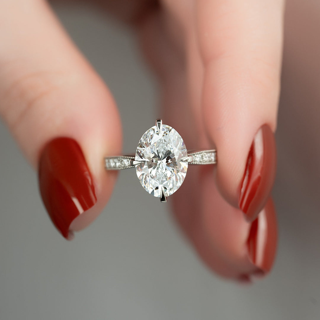 2.0-4.0 CT Oval  Lab Grown Diamond Hidden Halo Engagement Ring