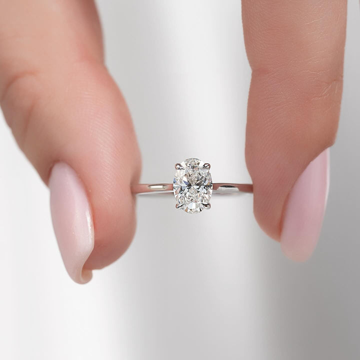 1.0 -3.0 CT Oval  Lab Grown Diamond Solitaire Engagement Ring