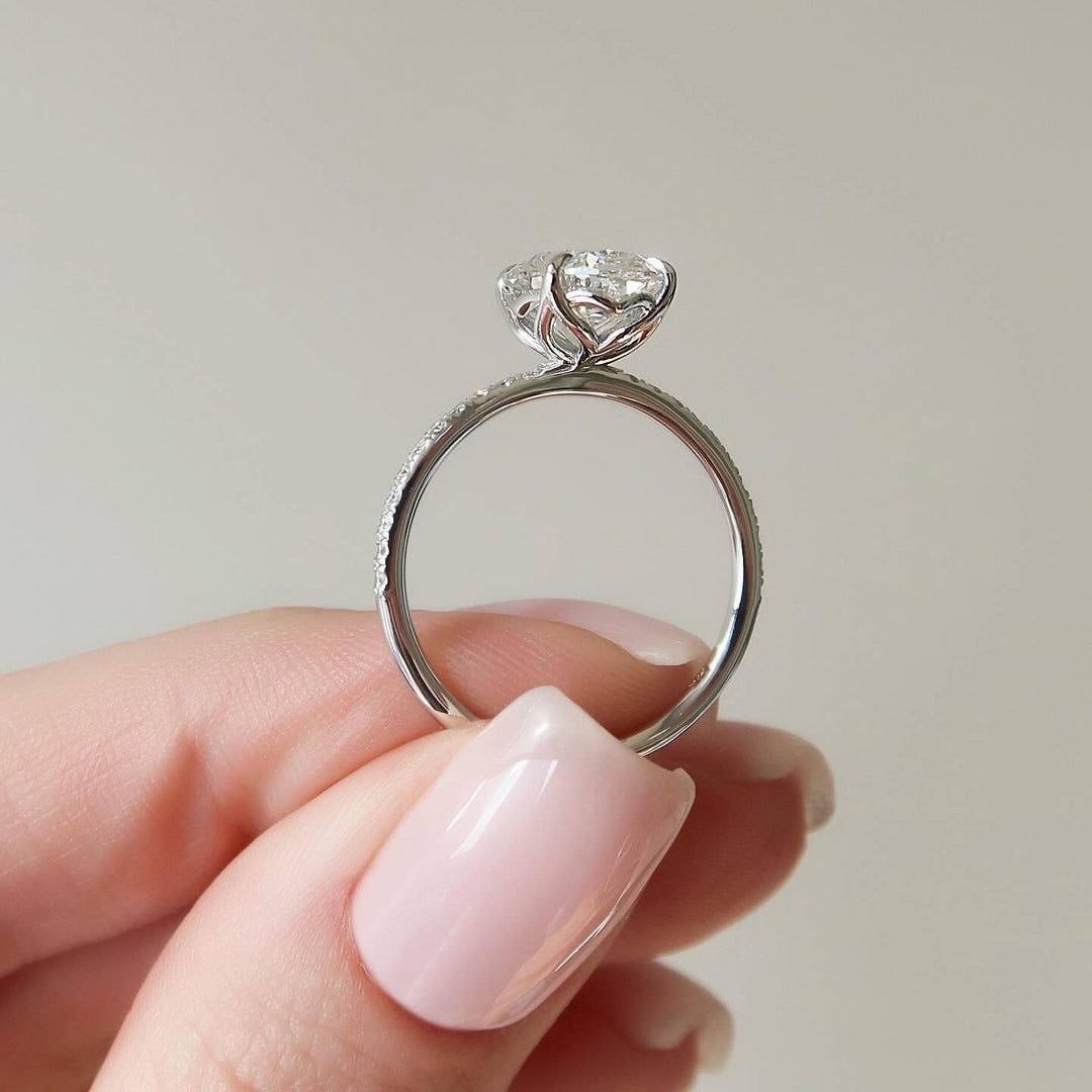 1.50 -3.50 CT Oval  Lab Grown Diamond Pave Engagement Ring