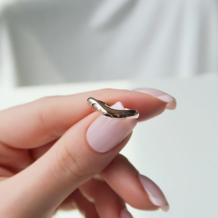 18K|14K Solid Gold Unique U Shape Plain Wedding Band