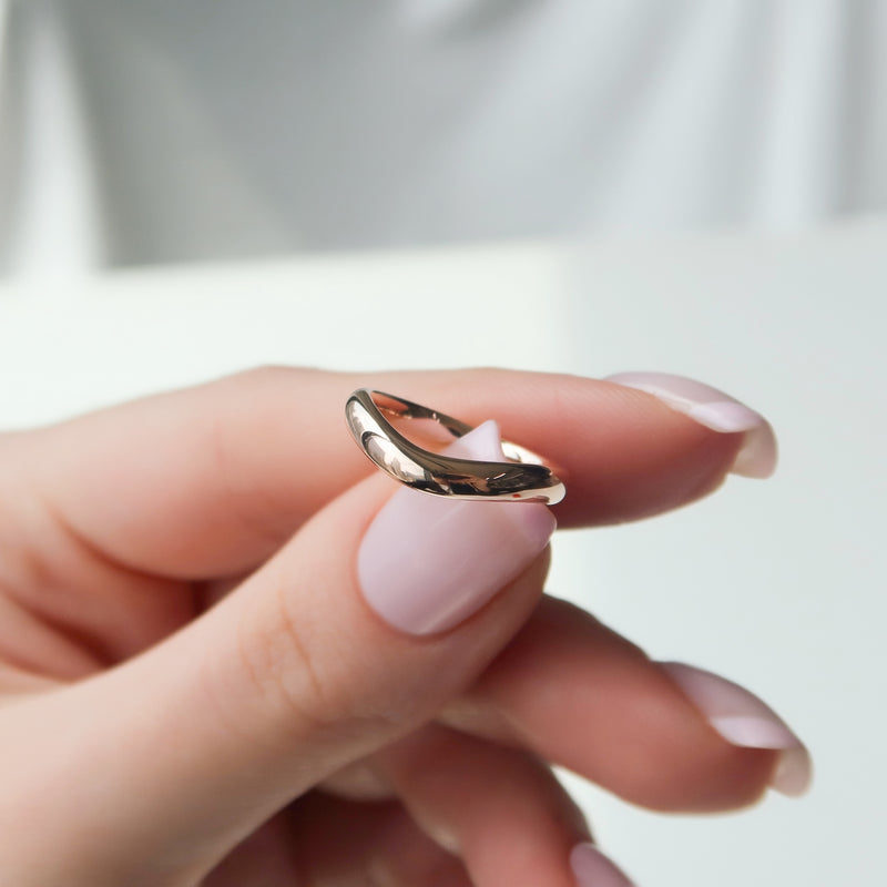 18K|14K Solid Gold Unique U Shape Plain Wedding Band