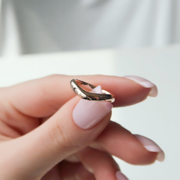 18K|14K Solid Gold Unique U Shape Plain Wedding Band
