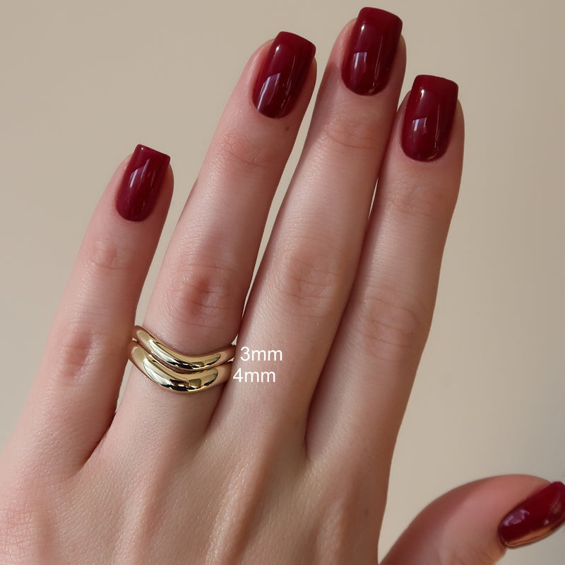 18K|14K Solid Gold Unique U Shape Plain Wedding Band