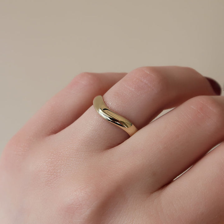 18K|14K Solid Gold Unique U Shape Plain Wedding Band