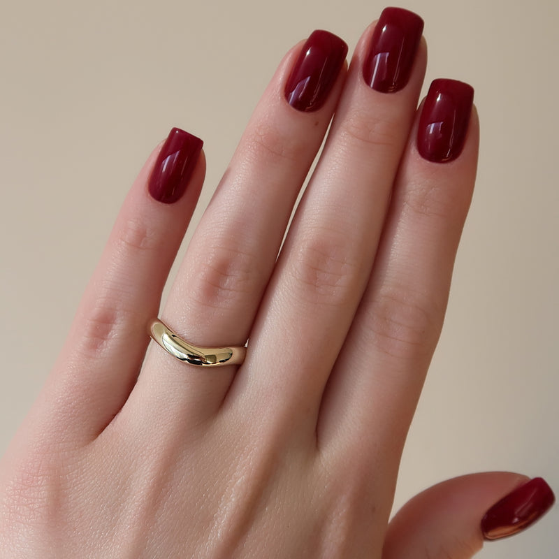 18K|14K Solid Gold Unique U Shape Plain Wedding Band