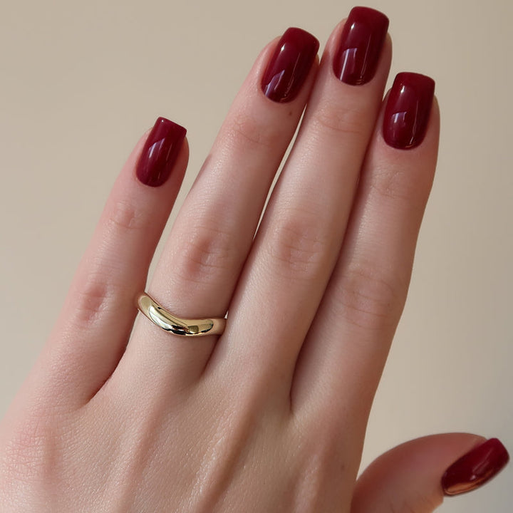 18K|14K Solid Gold Unique U Shape Plain Wedding Band