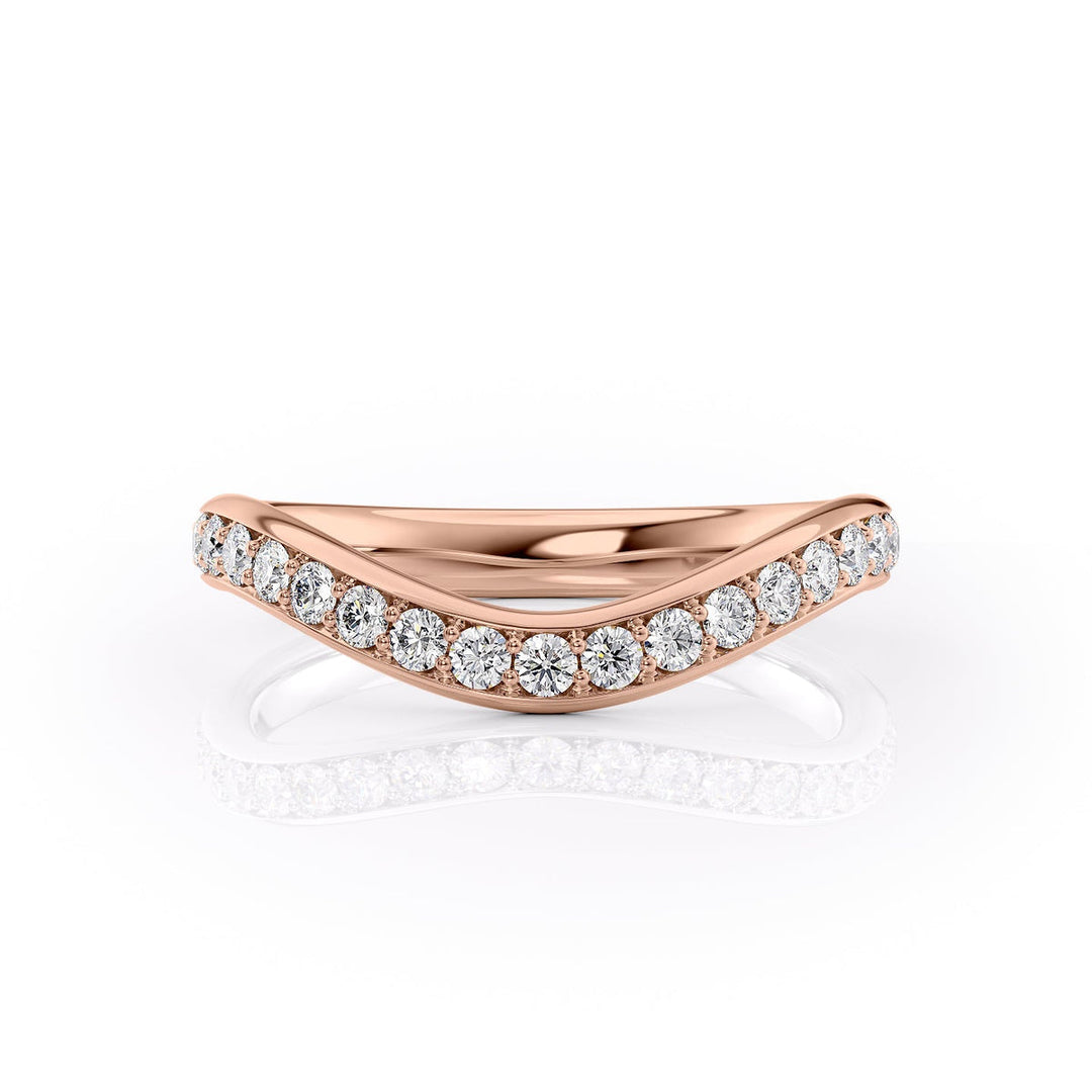 Round Diamond CVD EF/VVS Curved Pave Wedding Band