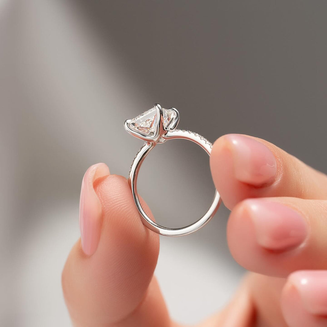 1.50-3.50 CT Princess  Lab Grown Diamond Pave Engagement Ring