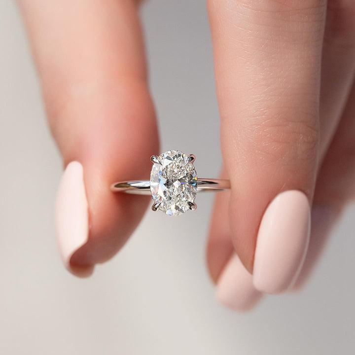 1.0-3.0 CT Oval  Lab Grown Diamond Hidden Halo Engagement Ring
