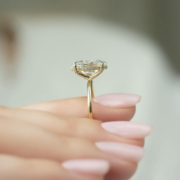 1.50 -3.50 CT Oval  Lab Grown Diamond Hidden Halo Engagement Ring