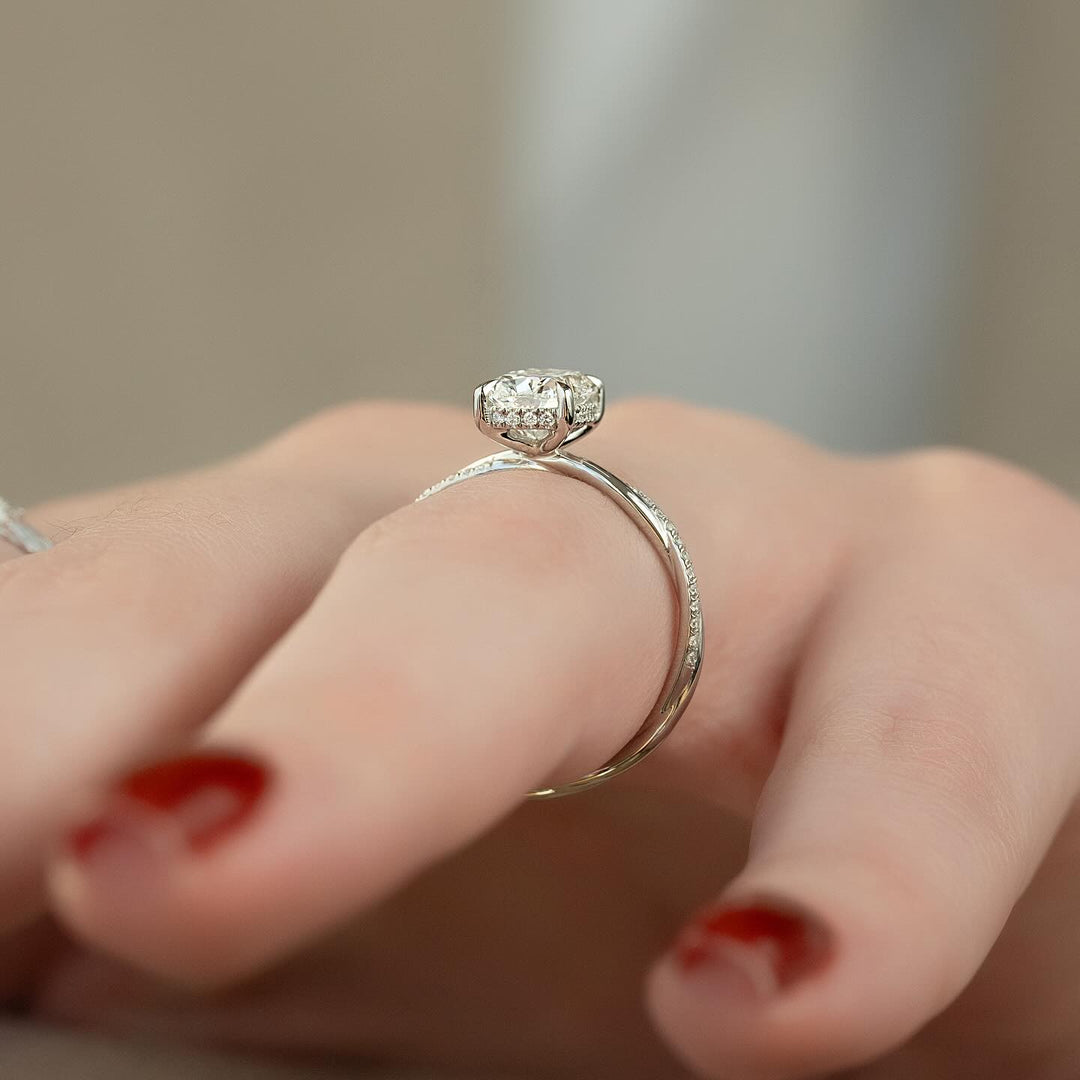 1.50-3.50 CT Elongated Cushion  Lab Grown Diamond Twisted Engagement Ring