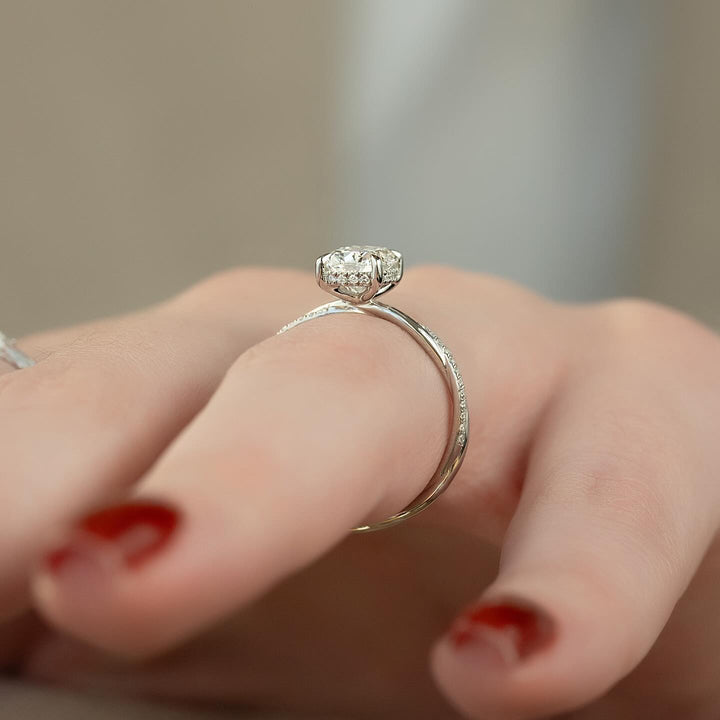 1.50-3.50 CT Elongated Cushion  Lab Grown Diamond Twisted Engagement Ring