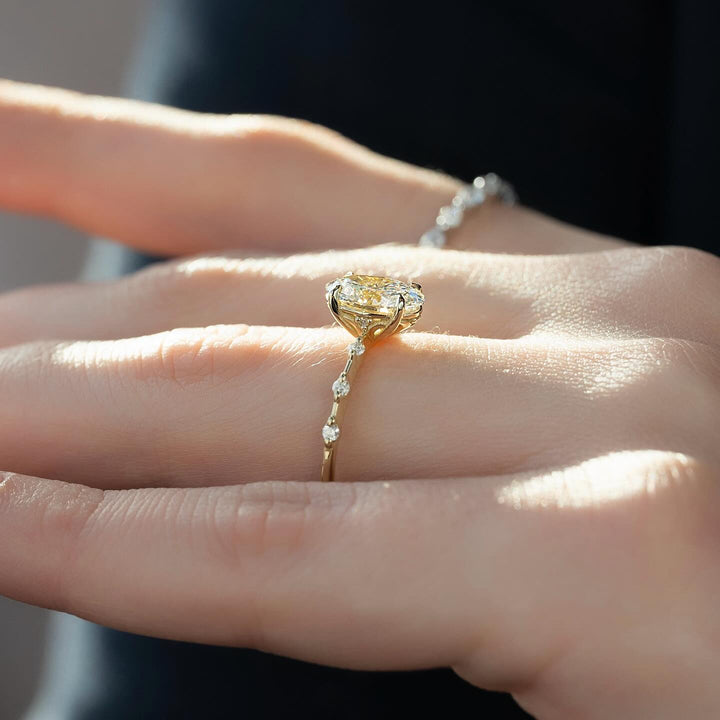 1.0-3.0 CT Elongated Cushion  Lab Grown Diamond Dainty Engagement Ring