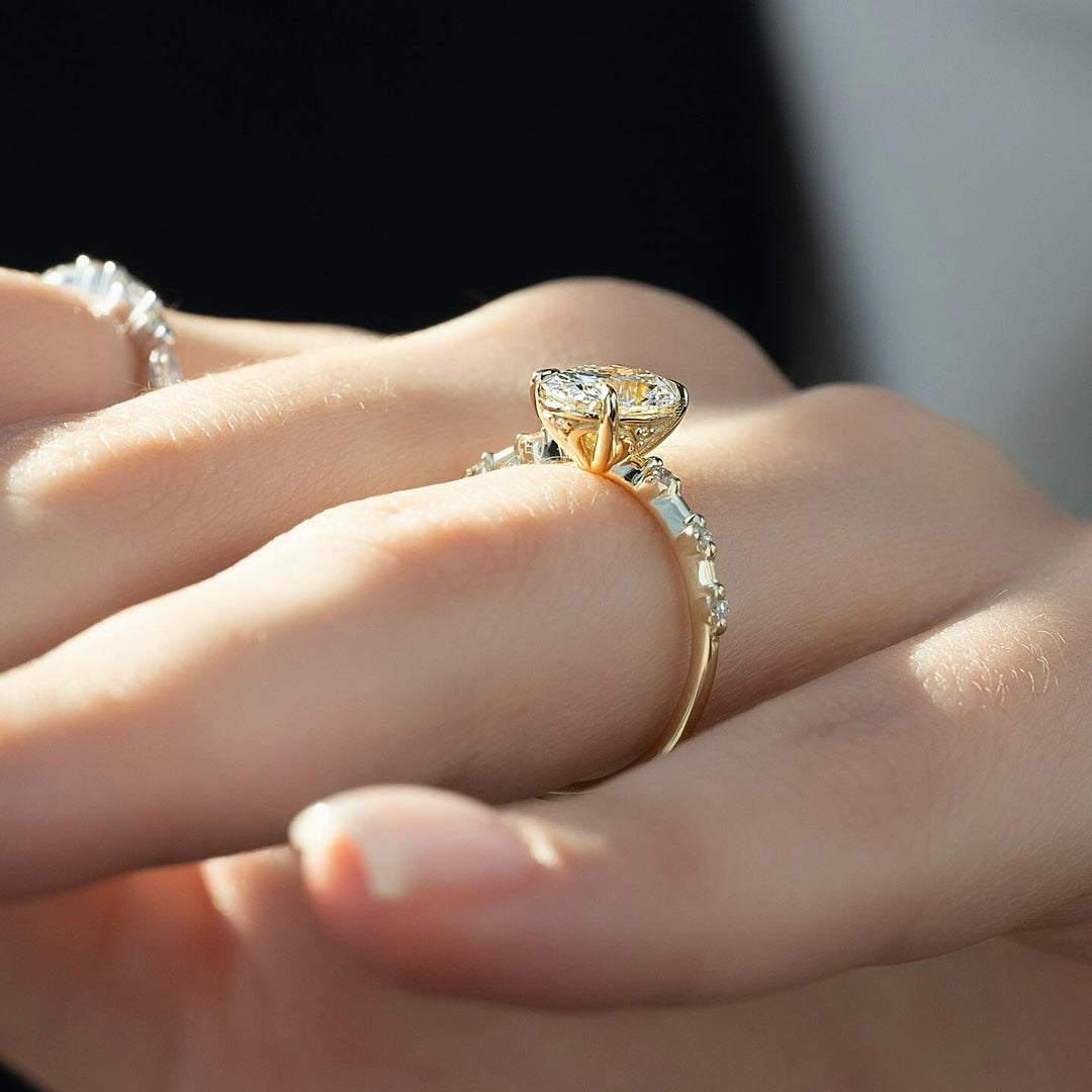 1.0-3.0 CT Elongated Cushion  Lab Grown Diamond Dainty Engagement Ring