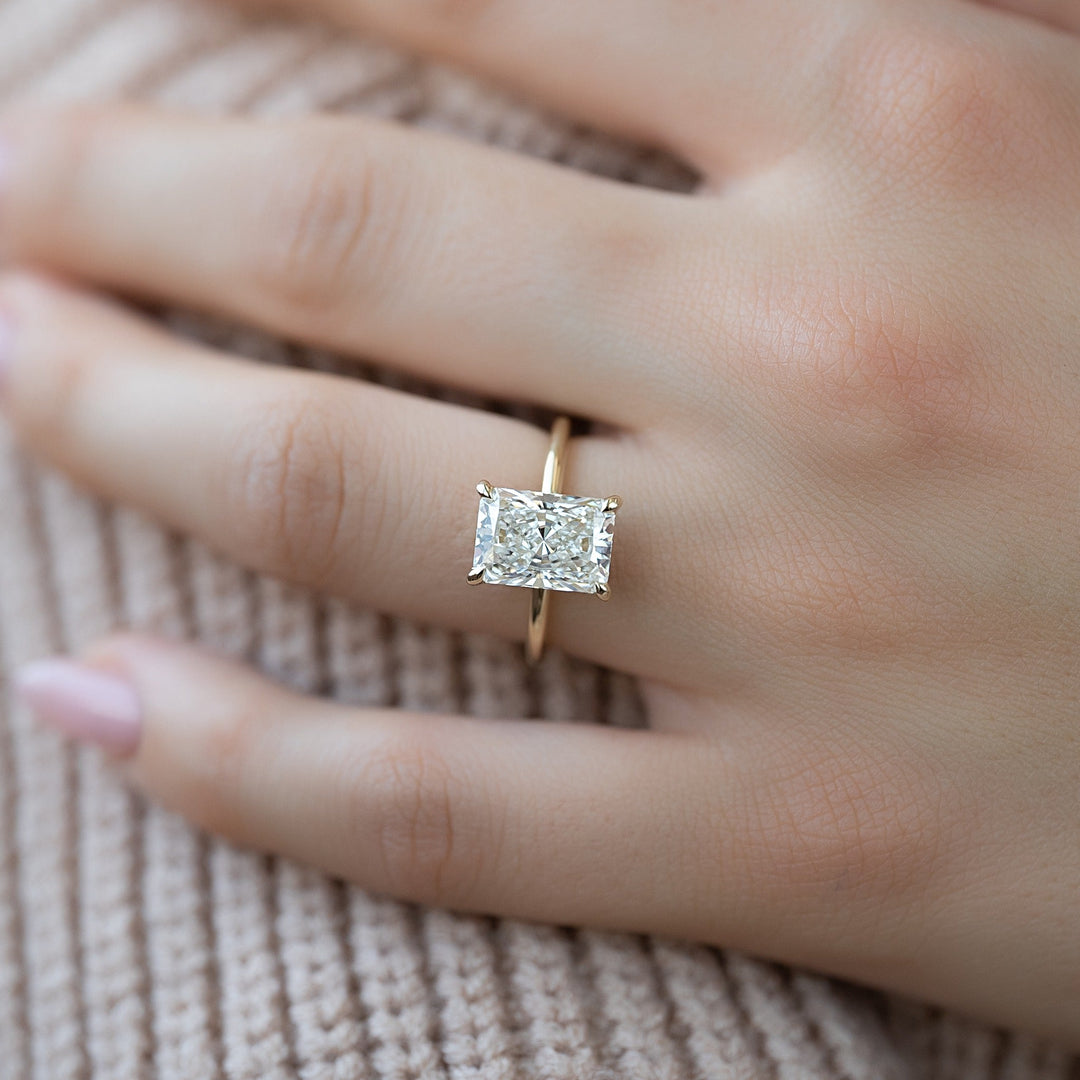 1.0-3.0 CT Radiant  Lab Grown Diamond Hidden Halo Engagement Ring