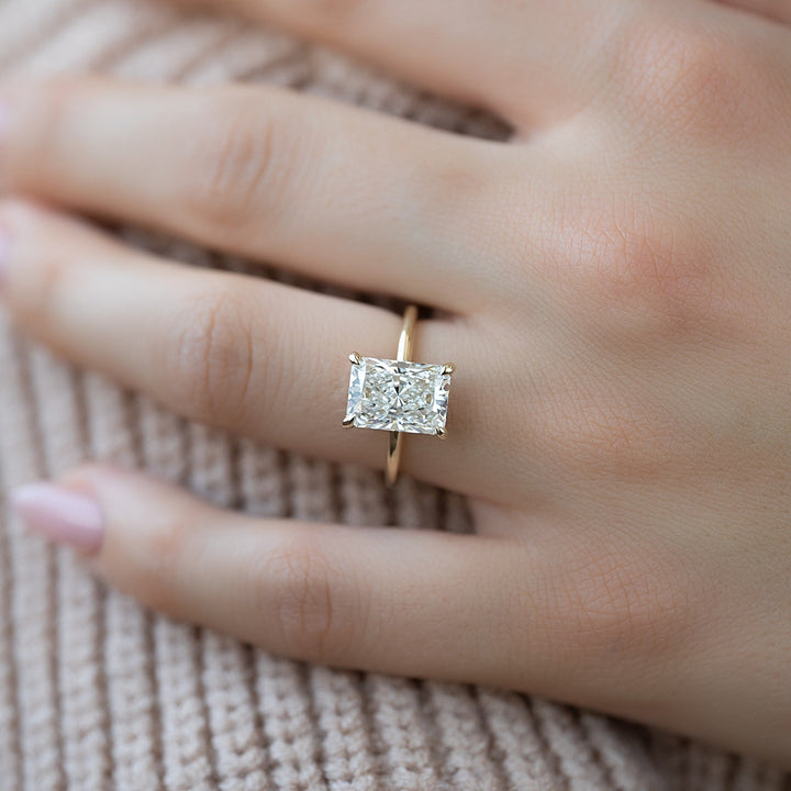 1.0-3.0 CT Radiant  Lab Grown Diamond Hidden Halo Engagement Ring