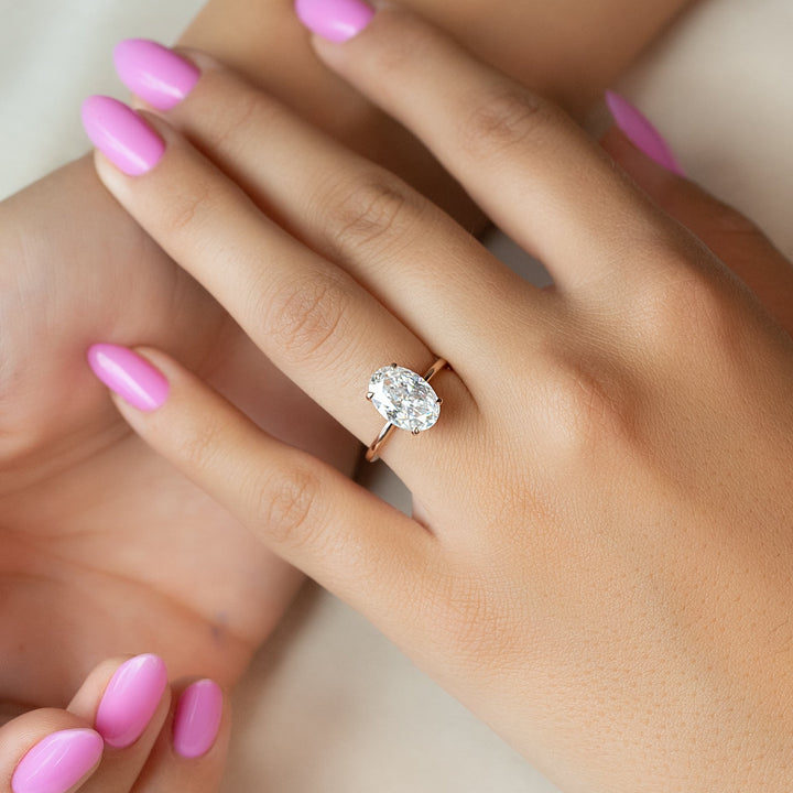 1.0-3.0 CT Oval  Lab Grown Diamond Solitaire Engagement Ring