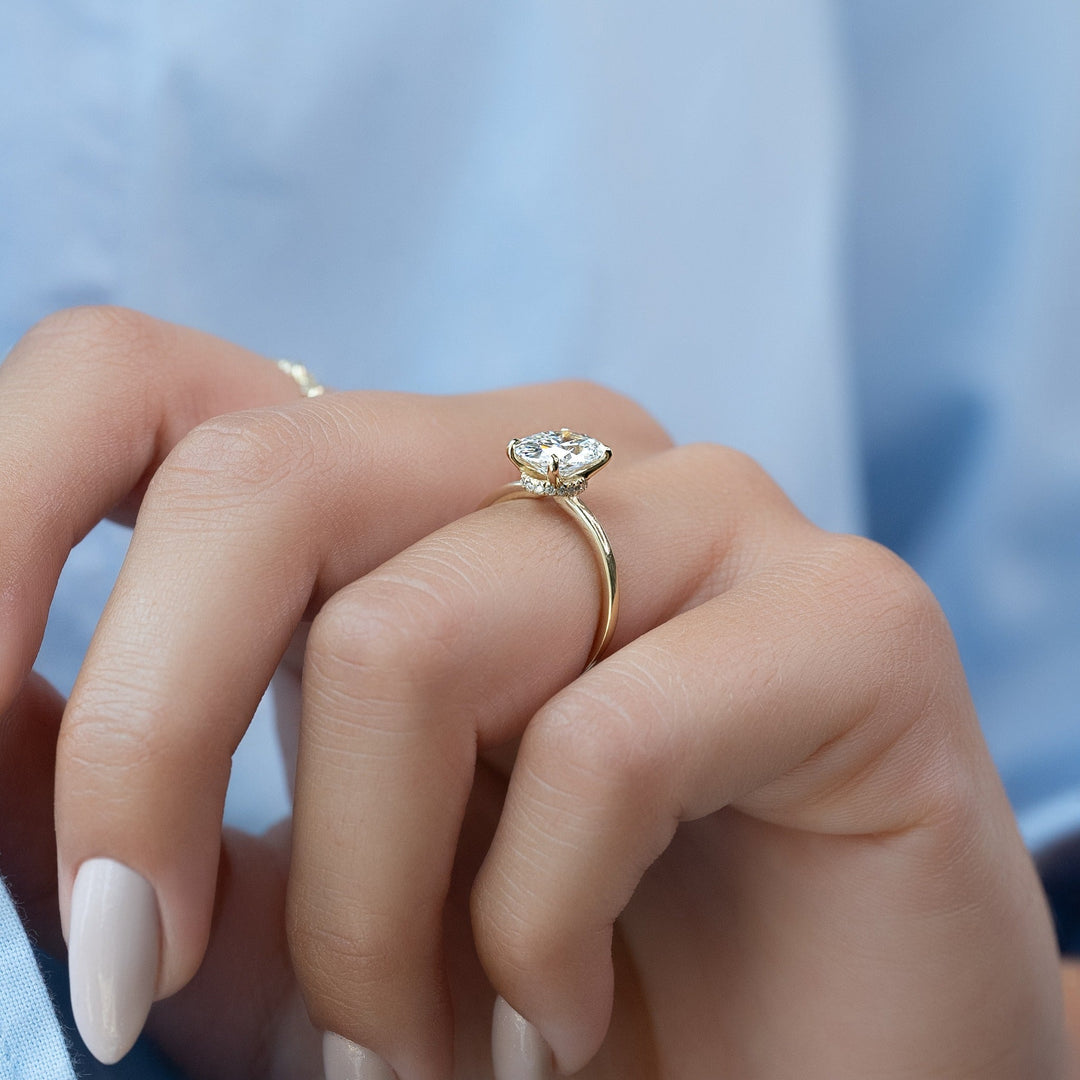 1.50-3.50 CT Oval  Lab Grown Diamond Hidden Halo Engagement Ring