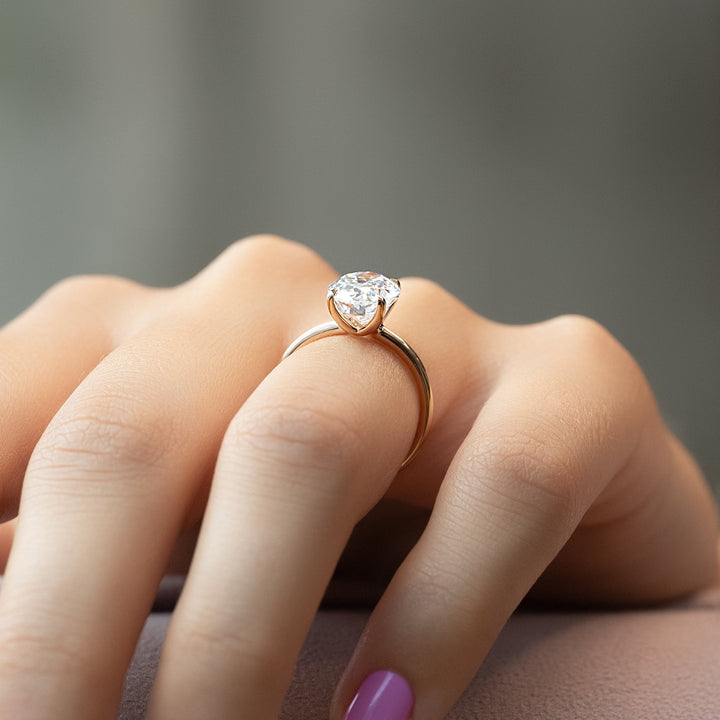 1.0-3.0 CT Oval  Lab Grown Diamond Solitaire Engagement Ring
