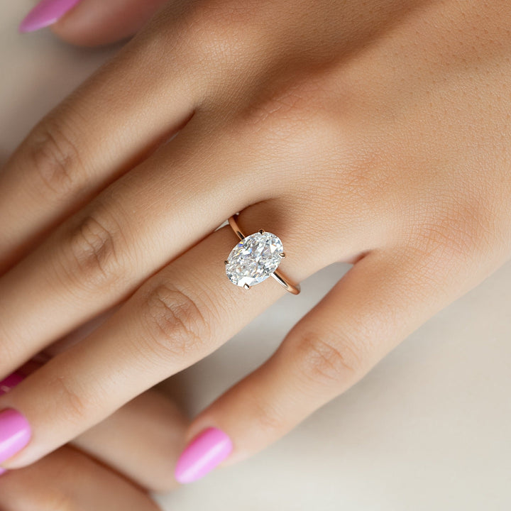 1.0-3.0 CT Oval  Lab Grown Diamond Solitaire Engagement Ring