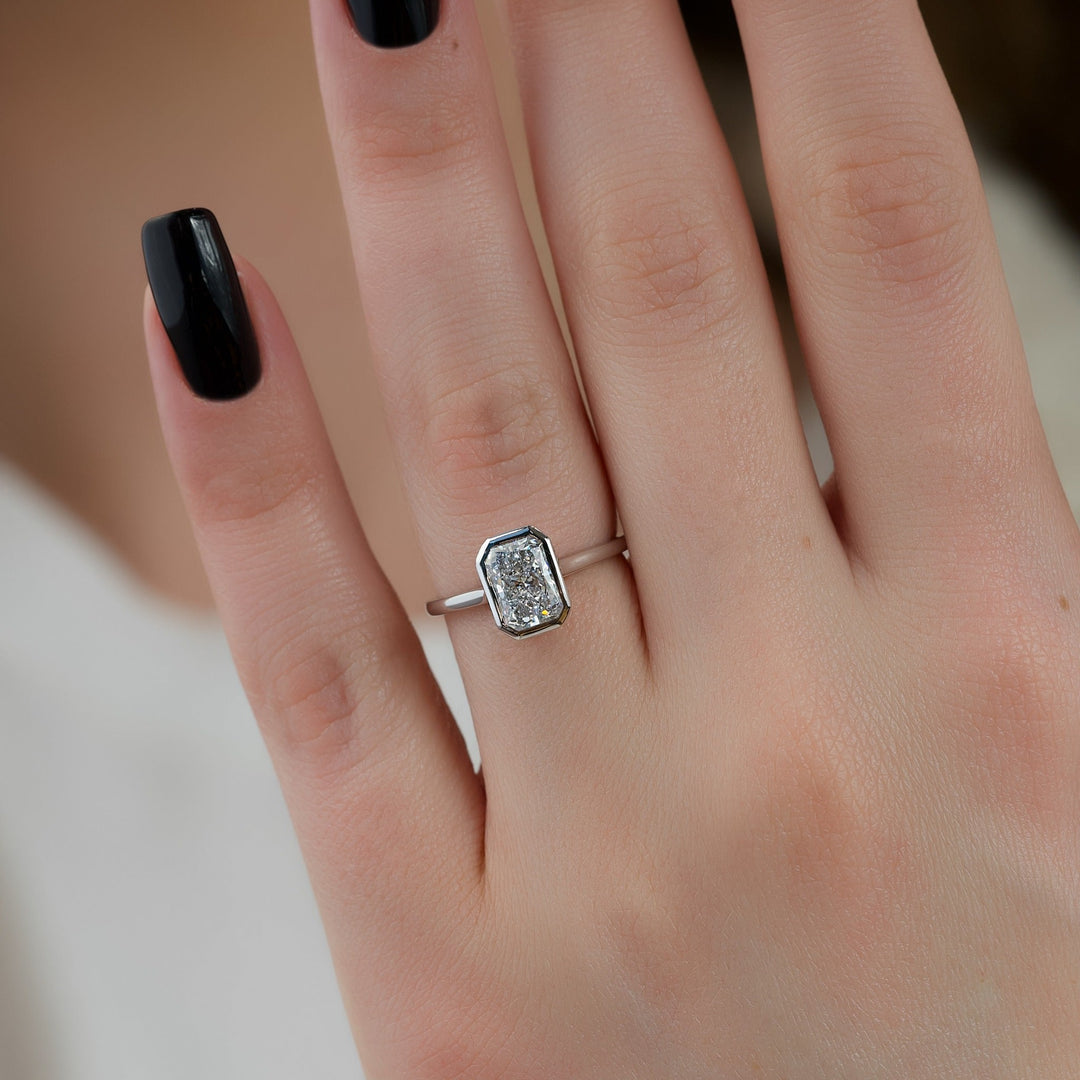 1.50-3.50 CT Cushion  Lab Grown Diamond Bezel Engagement Ring