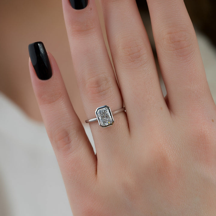 1.50-3.50 CT Cushion  Lab Grown Diamond Bezel Engagement Ring