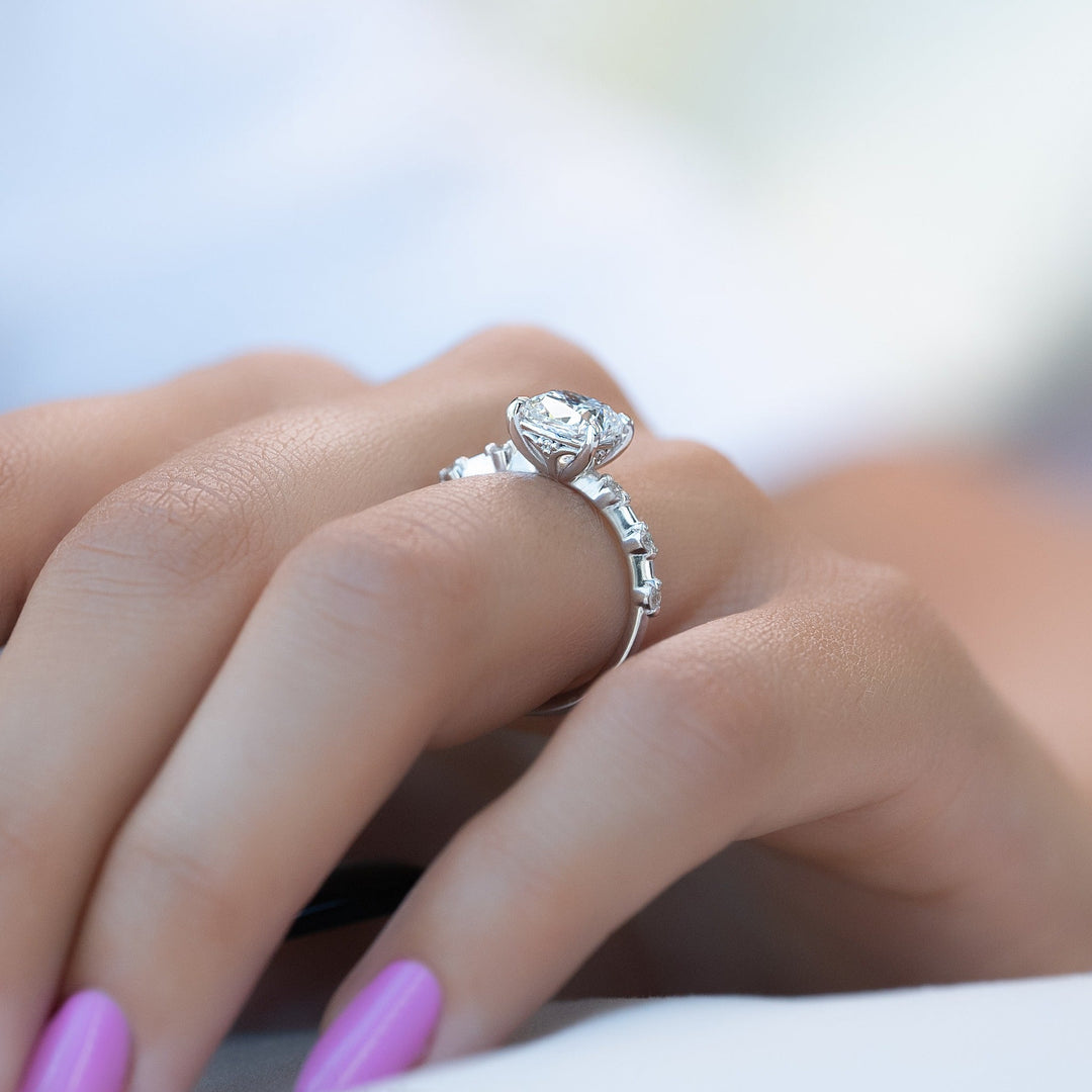 1.0-3.0 CT Cushion  Lab Grown Diamond Dainty Engagement Ring