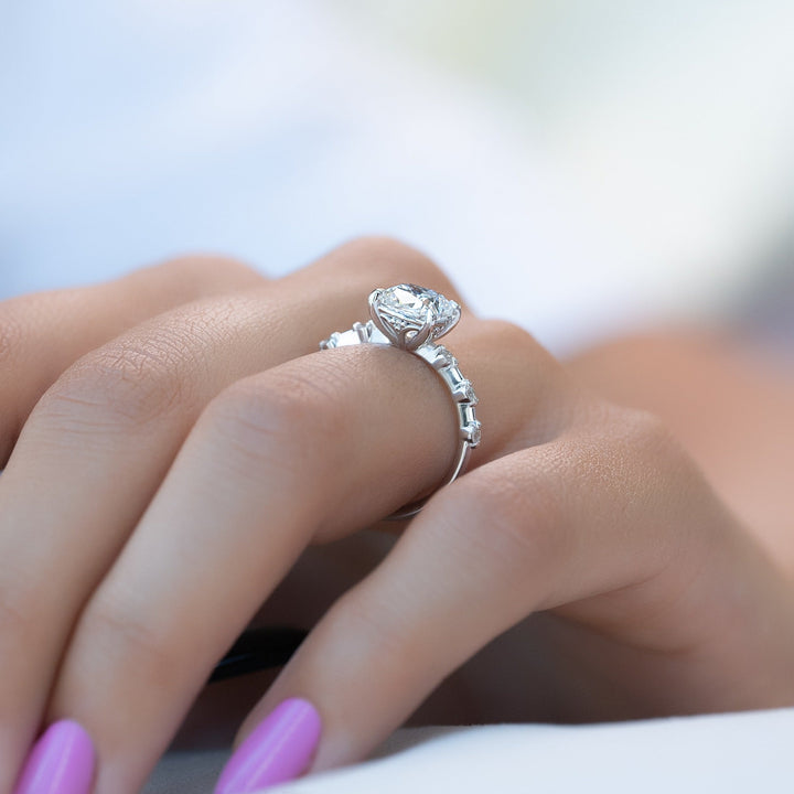 1.0-3.0 CT Cushion  Lab Grown Diamond Dainty Engagement Ring