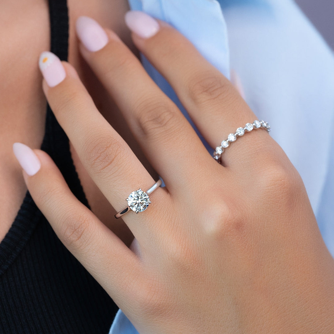 1.50-3.50 CT Round  Lab Grown Diamond Hidden Halo Engagement Ring