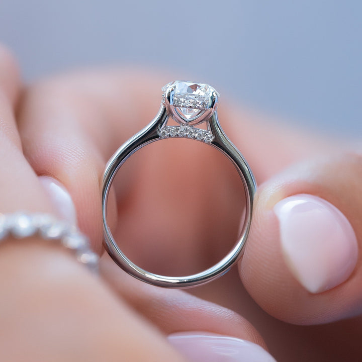 1.50-3.50 CT Round  Lab Grown Diamond Hidden Halo Engagement Ring