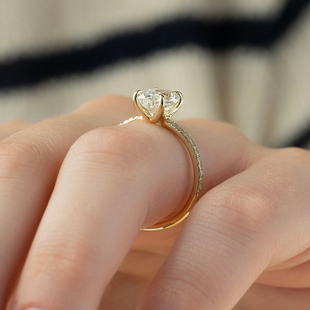 1.50-3.50 CT Oval  Lab Grown Diamond  Pave Engagement Ring