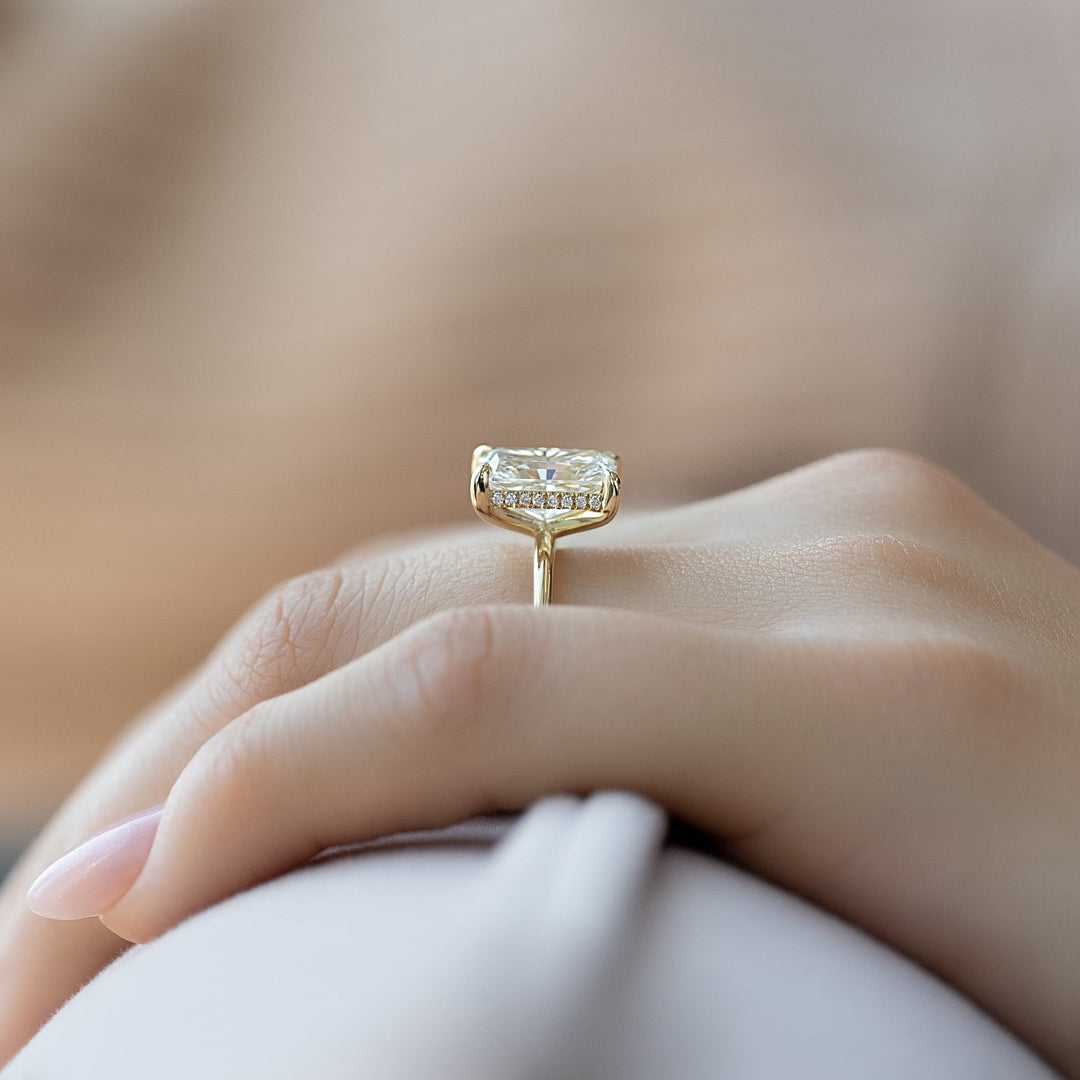 1.0-3.0 CT Radiant  Lab Grown Diamond Hidden Halo Engagement Ring