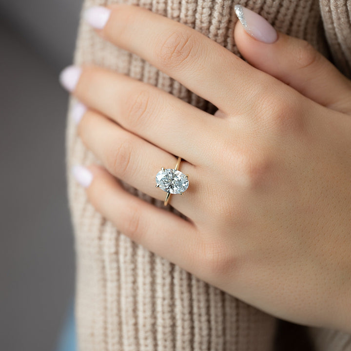 1.50-3.50 CT Oval  Lab Grown Diamond Hidden Halo Engagement Ring