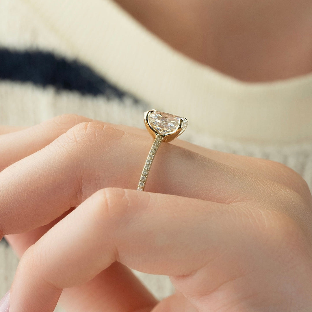 1.50-3.50 CT Oval  Lab Grown Diamond  Pave Engagement Ring