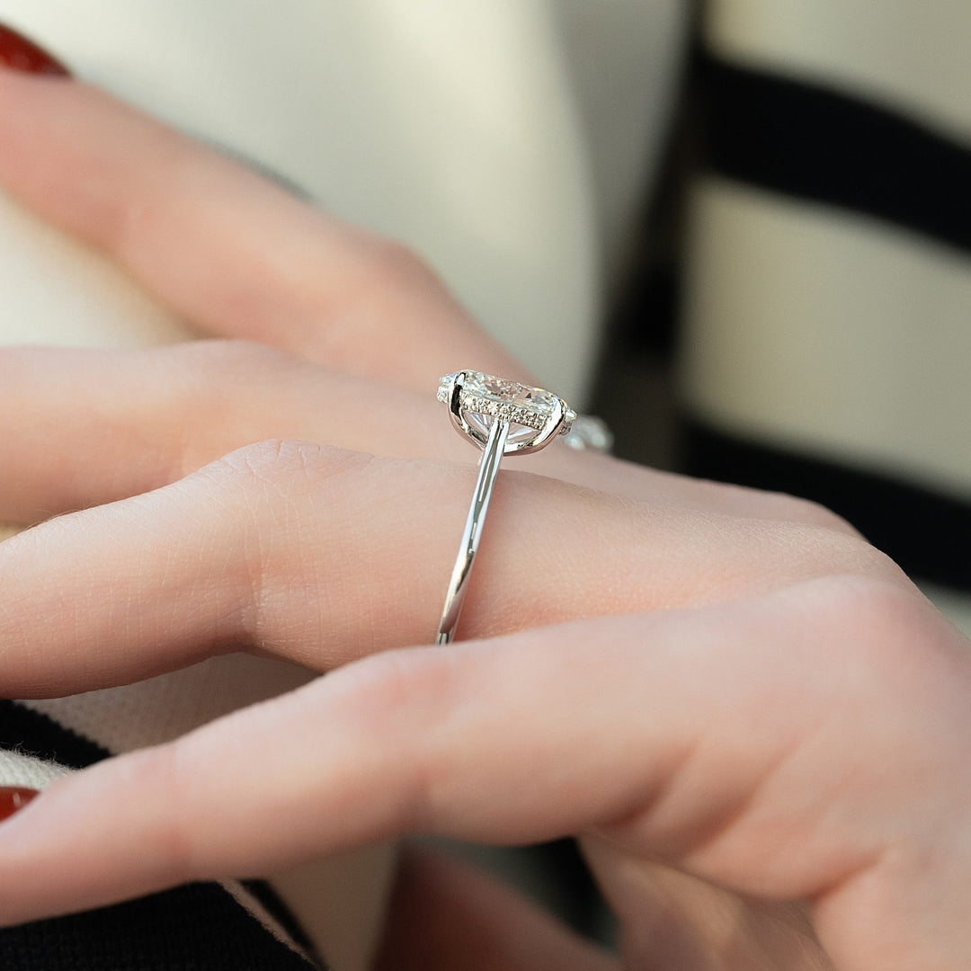 1.0-3.0 CT Oval  Lab Grown Diamond Hidden Halo Engagement Ring