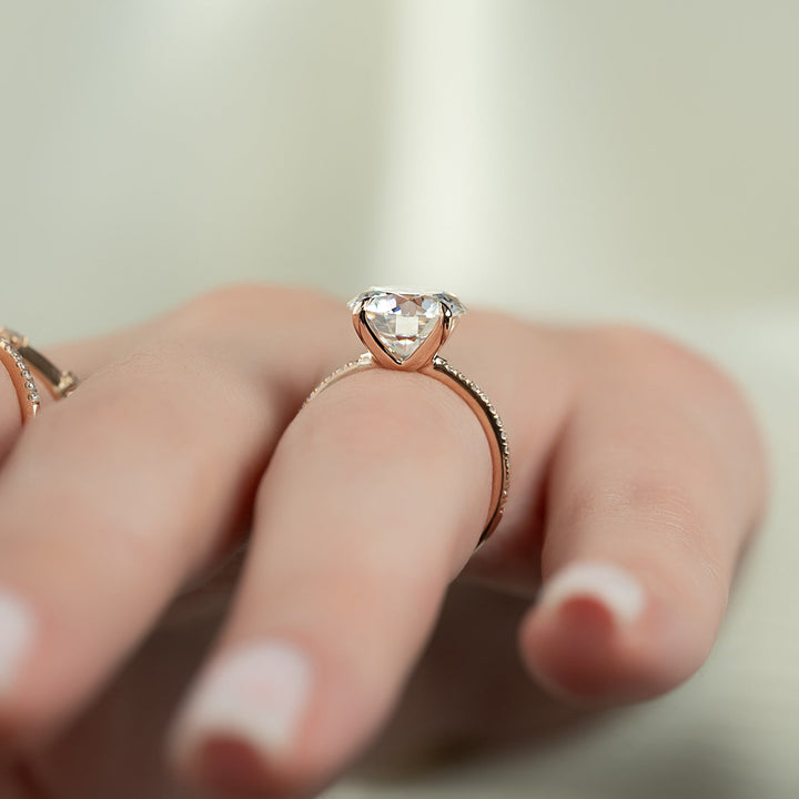 2.50 -3.50 CT Oval  Lab Grown Diamond Pave Engagement Ring
