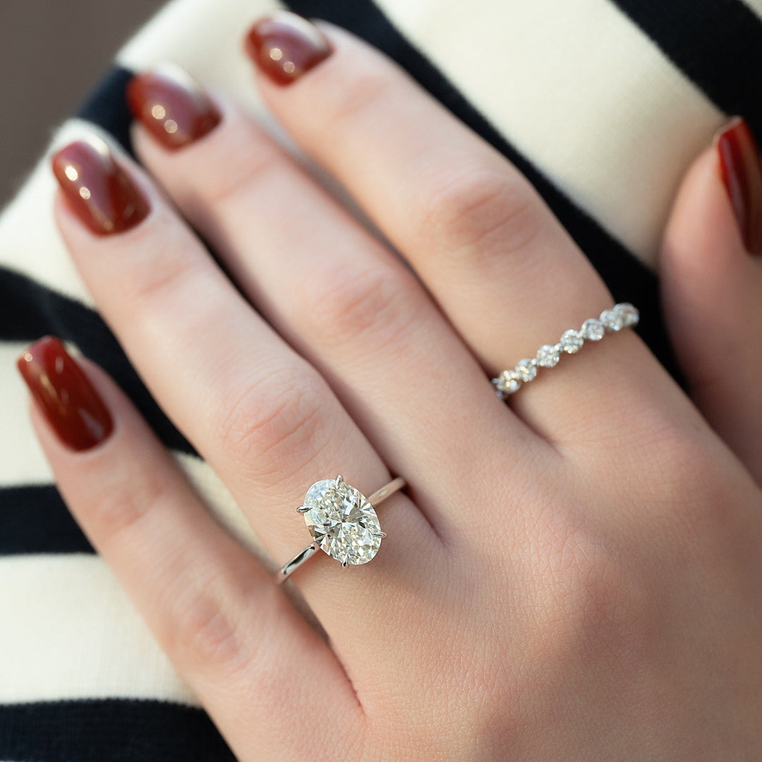 1.0-3.0 CT Oval  Lab Grown Diamond Hidden Halo Engagement Ring