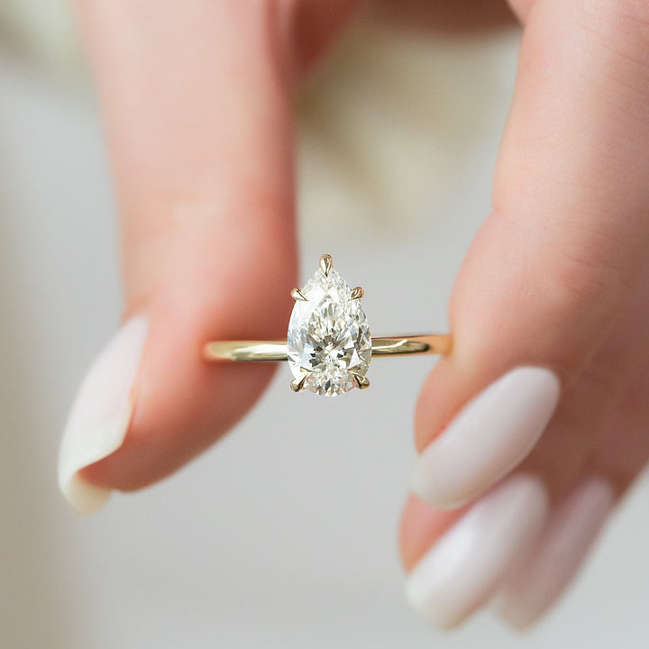 1.50-3.50 CT Pear  Lab Grown Diamond Solitaire Engagement Ring